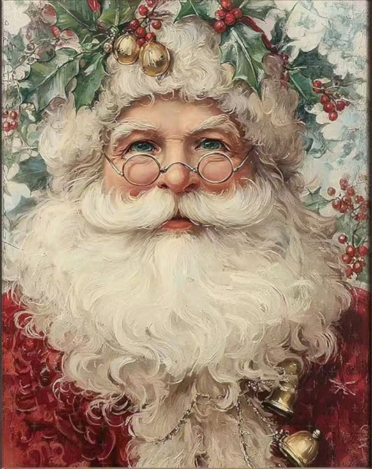 Flat art print,  Christmas Tenderness in Fluffy Winter Beard(customizable)