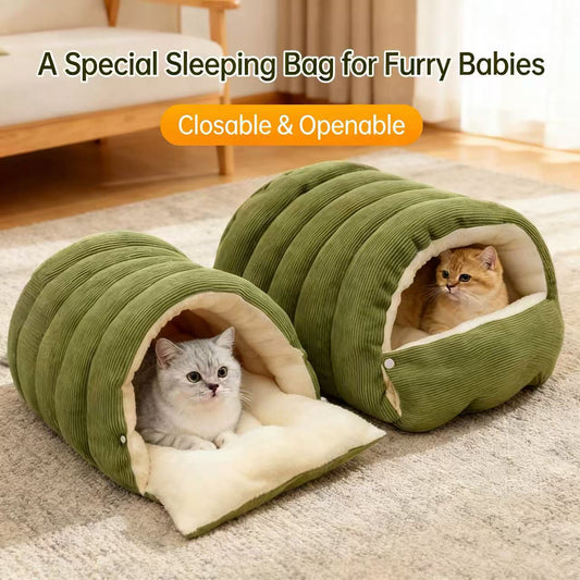 Cozy Monster Cat Bed - Removable & Washable, Extra Large & Thick, Warm in Winter, Enclosed & Safe, High Elastic PP Cotton, Suitable for All Seasons